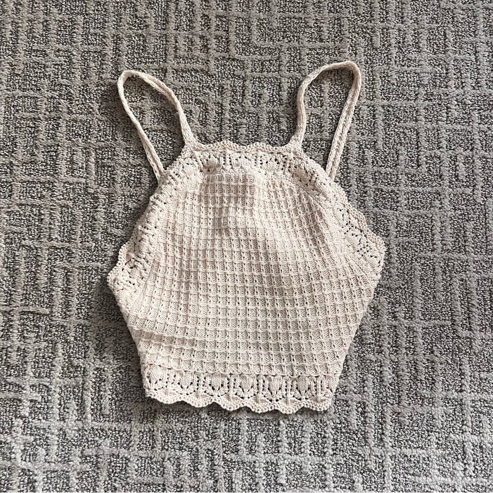 Zara crochet crop top size small beach spaghetti strap summer cover up shirt